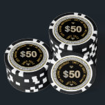50th Wedding Anniversary Gold White Diamonds Pok Poker Chips<br><div class="desc">Celebrate your 50th Golden Wedding Anniversary in luxury with this sophisticated poker chip design. Adorned with a beautiful white diamond pattern and personalized gold lettering on a sleek black backdrop,  this design is a timeless way to honour five decades of love and dedication.</div>
