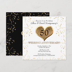 50th Wedding Anniversary, Golden, Couples Names Invitation