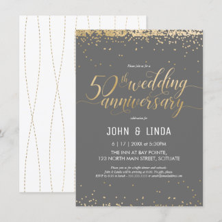 50th Wedding Anniversary - Golden, Elegant Invitation