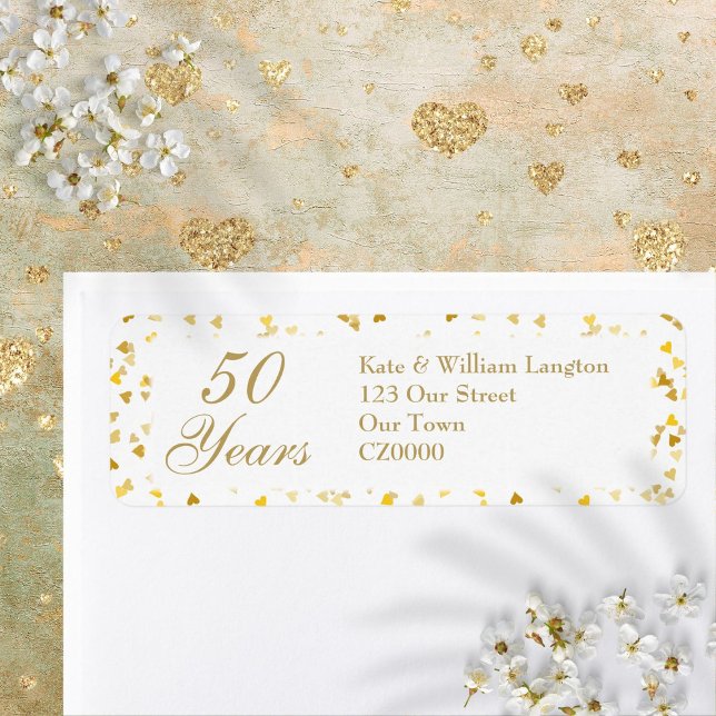 50th Wedding Anniversary Golden Hearts Confetti (50th Wedding Anniversary Golden Hearts Confetti Label)