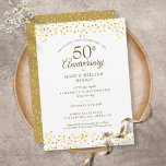 50th Wedding Anniversary Golden Hearts Memories Invitation<br><div class="desc">Featuring delicate golden love hearts. Personalize with your special fifty years golden anniversary facts and event details set in chic gold lettering. Designed by Thisisnotme©</div>