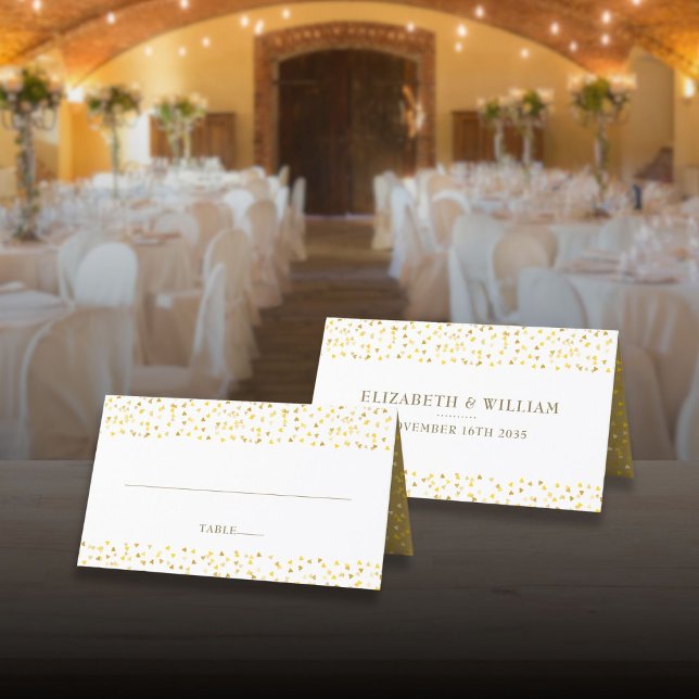 50th Wedding Anniversary Golden Hearts Place Card (50th Wedding Anniversary Golden Hearts Place Card)