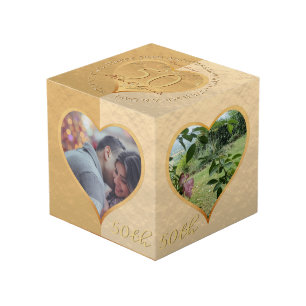 50th Wedding Anniversary Golden Photo  Cube
