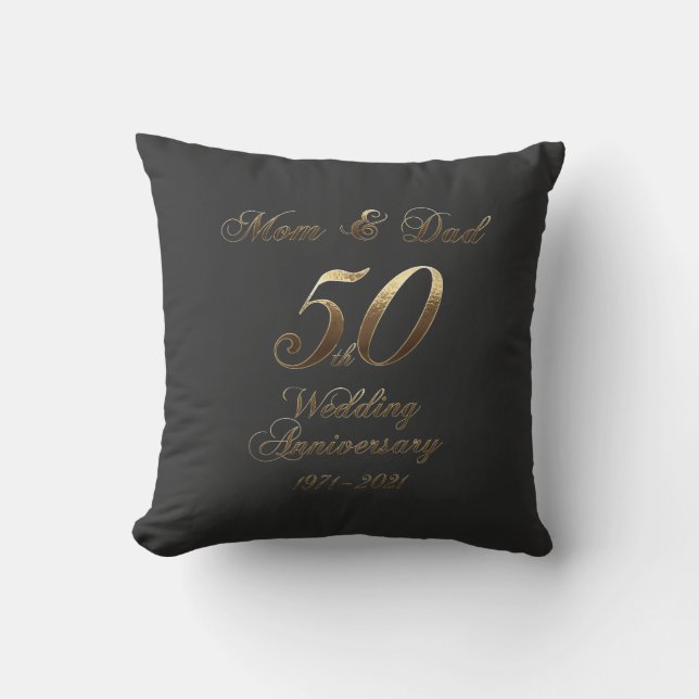 50th Wedding Anniversary Golden Wedding Parents Throw Pillow (Front)
