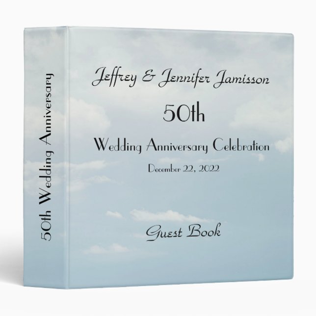 50th Wedding Anniversary Guest Book, Pale Sky Binder (Front/Spine)
