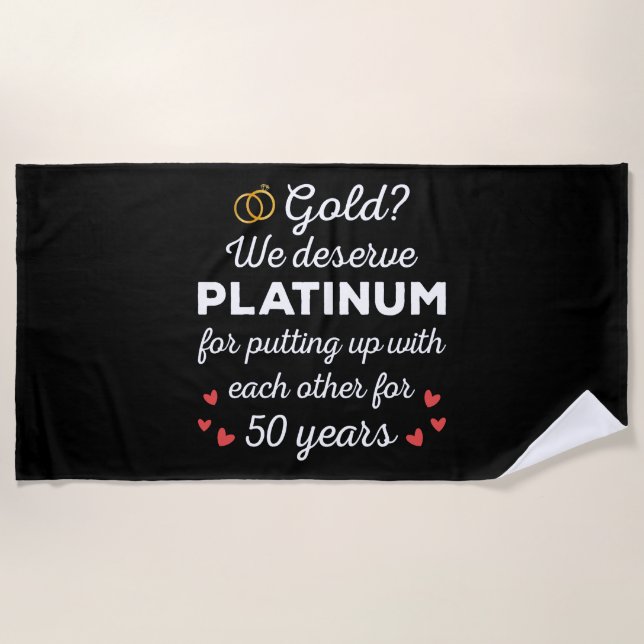 50th Wedding Anniversary I - Gold Funny Couple Beach Towel (Front)