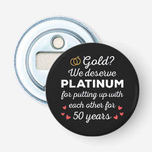50th Wedding Anniversary I - Gold Funny Couple Bottle Opener