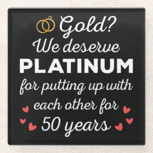 50th Wedding Anniversary I - Gold Funny Couple Glass Coaster