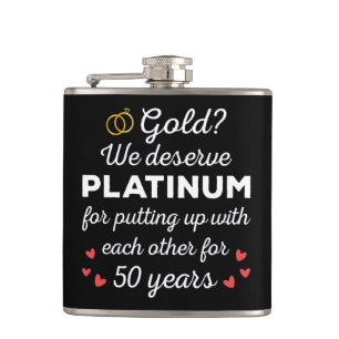 50th Wedding Anniversary I - Gold Funny Couple Hip Flask