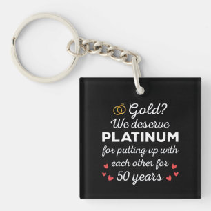50th Wedding Anniversary I - Gold Funny Couple Keychain