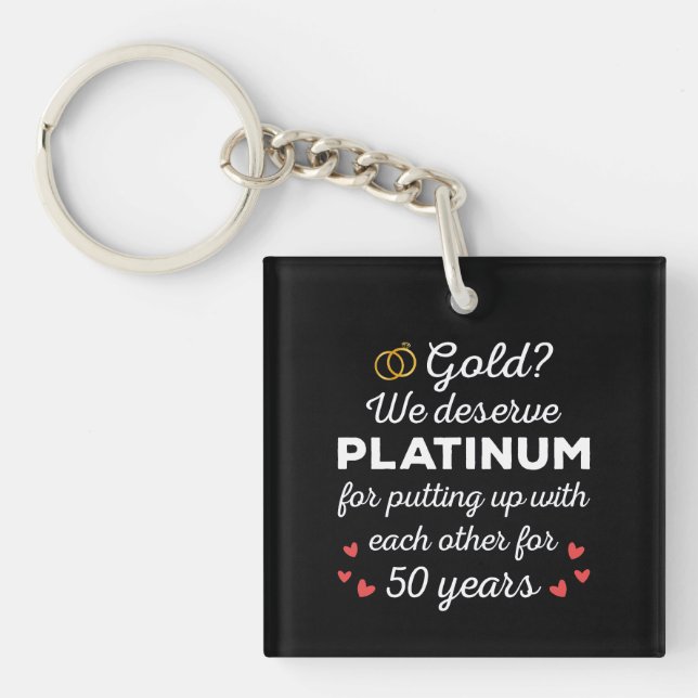 50th Wedding Anniversary I - Gold Funny Couple Keychain (Front)