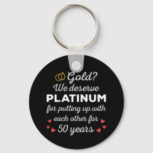 50th Wedding Anniversary I - Gold Funny Couple Keychain