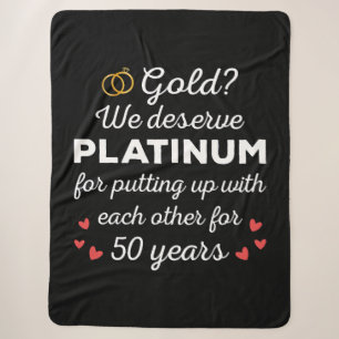 50th Wedding Anniversary I - Gold Funny Couple Sherpa Blanket