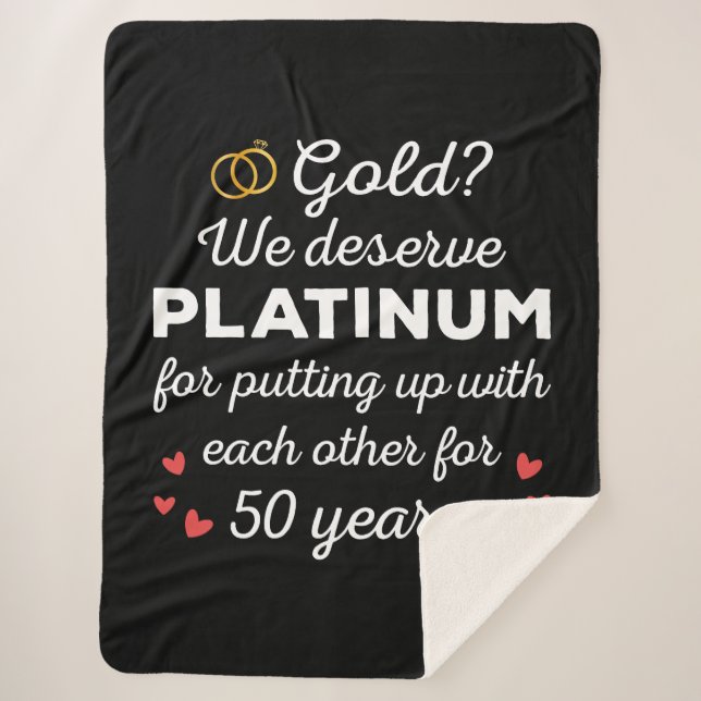 50th Wedding Anniversary I - Gold Funny Couple Sherpa Blanket (Front)