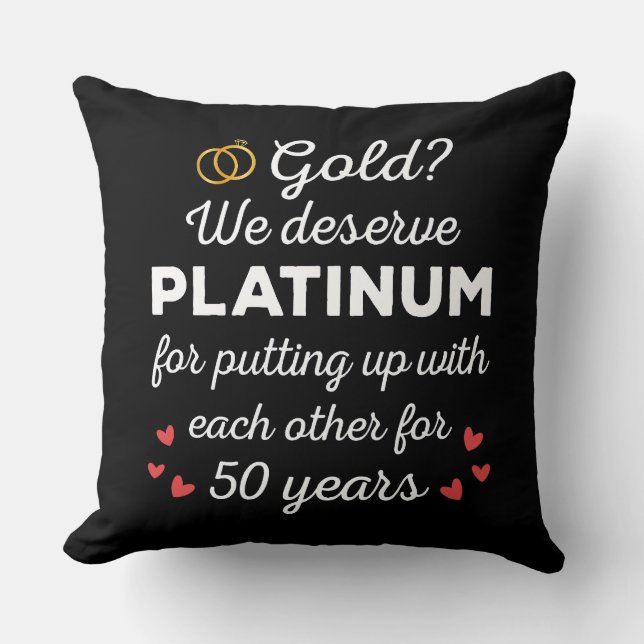50th Wedding Anniversary I - Gold Funny Couple Throw Pillow (Front)