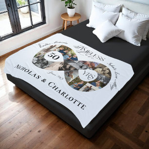 50th Wedding Anniversary Infinity Photo Collage Fleece Blanket