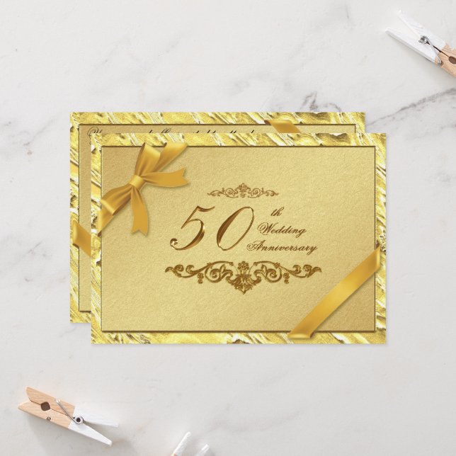 50th Wedding Anniversary Invitation Card (Front/Back In Situ)