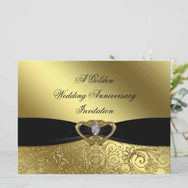 50th Wedding Anniversary Invitation Card (Standing Front)