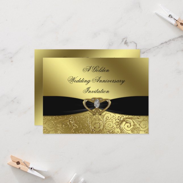 50th Wedding Anniversary Invitation Card (Front/Back In Situ)