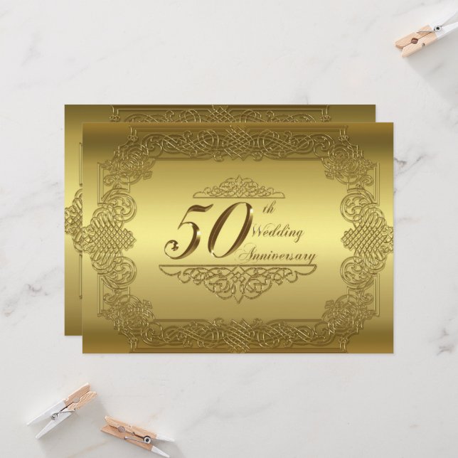 50th Wedding Anniversary Invitation Card (Front/Back In Situ)