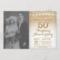 50th Wedding Anniversary Invitation Gold Photo