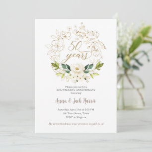 50th wedding anniversary Invitation, Greenery Invitation