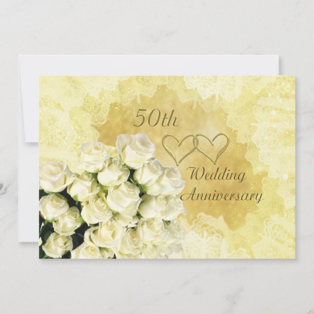 50th Wedding Anniversary Invitation with roses (Front)