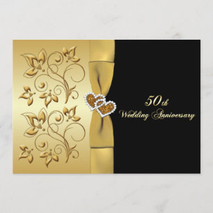 50th Wedding Anniversary Joined Hearts Invite