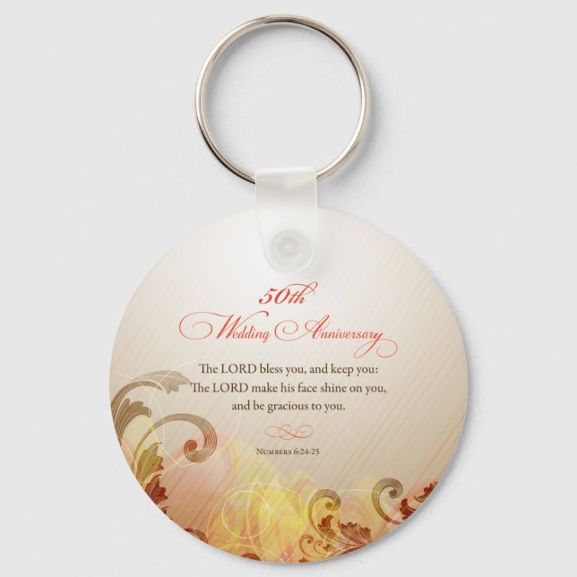 50th Wedding Anniversary, Lord Bless & Keep Keychain (Front)