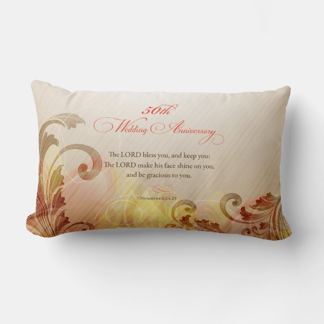 50th Wedding Anniversary, Lord Bless & Keep Lumbar Pillow (Front)