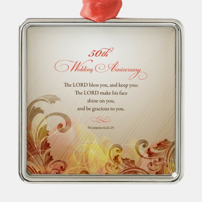 50th Wedding Anniversary, Lord Bless & Keep Metal Ornament (Front)