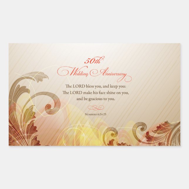 50th Wedding Anniversary, Lord Bless & Keep Sticker (Front)