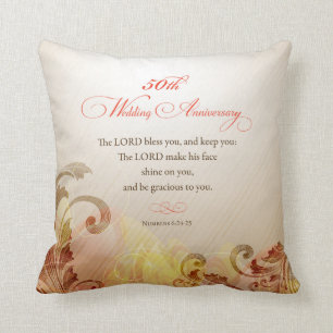 50th Wedding Anniversary, Lord Bless & Keep Throw Pillow