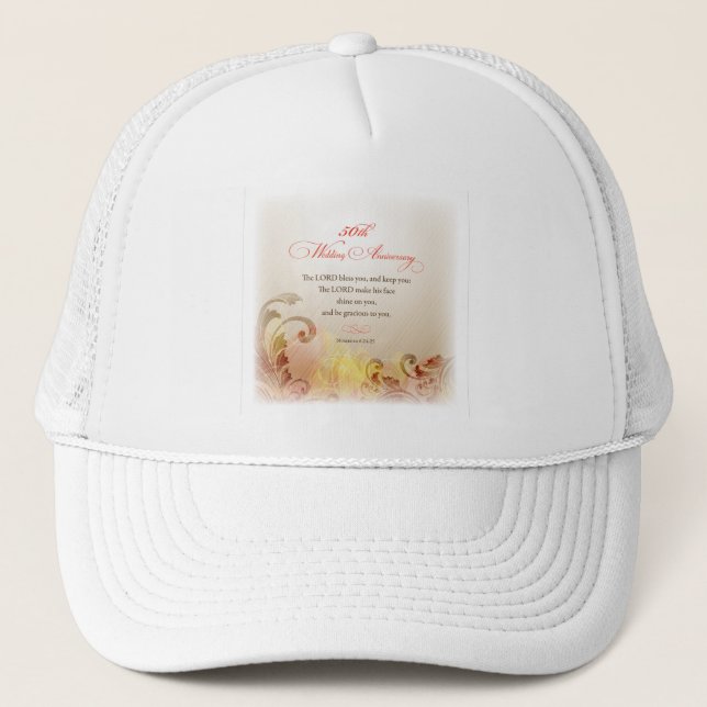 50th Wedding Anniversary, Lord Bless & Keep Trucker Hat (Front)
