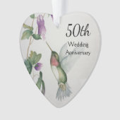 50th Wedding Anniversary Lovely Bird Flowers Heart Ornament (Front)