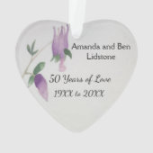 50th Wedding Anniversary Lovely Bird Flowers Heart Ornament (Back)