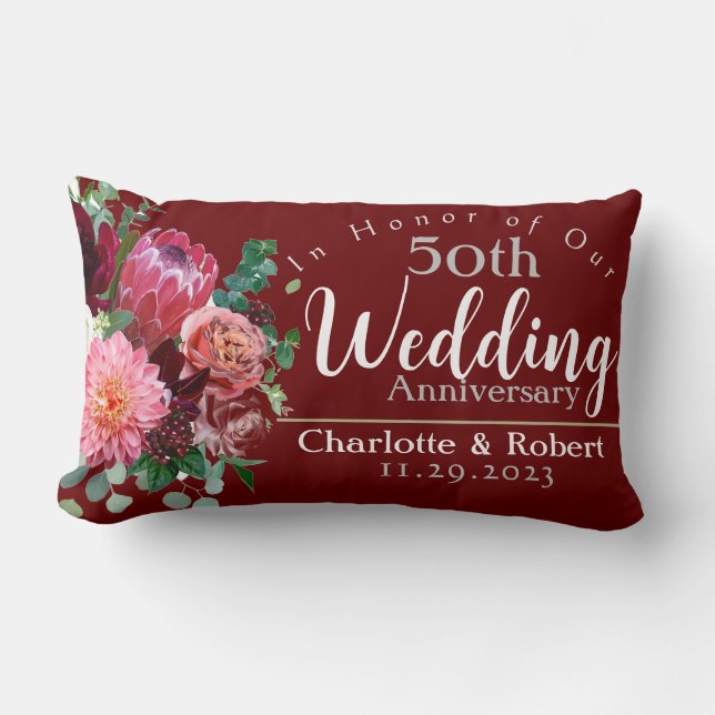 50th  Wedding Anniversary  Lumbar Pillow (Front)