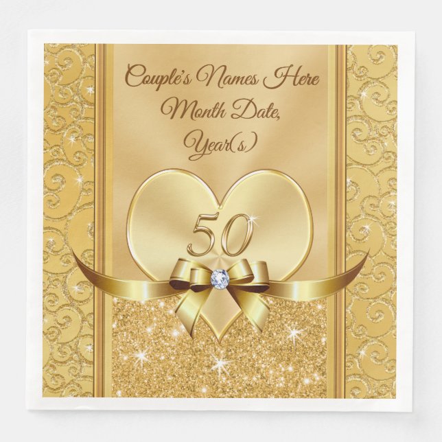 50th Wedding Anniversary Napkins Personalized (Front)