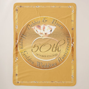 50th Wedding Anniversary Ochre & Roses Sherpa Blanket