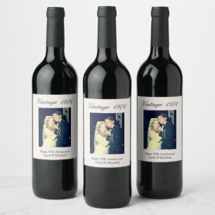 50th Wedding Anniversary Party Decor Custom Photo Wine Label