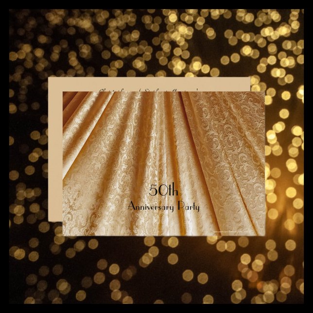 50th Wedding Anniversary Party Floral Gold Fabric Invitation (Creator Uploaded)