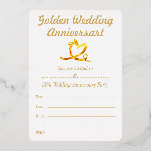50th Wedding Anniversary Party Foil Invitation