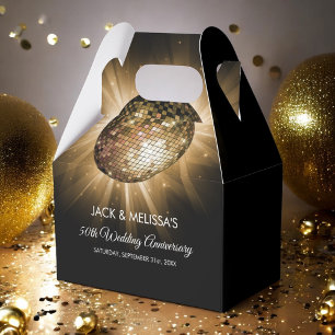50th Wedding Anniversary Party Gold Disco Ball Favor Box