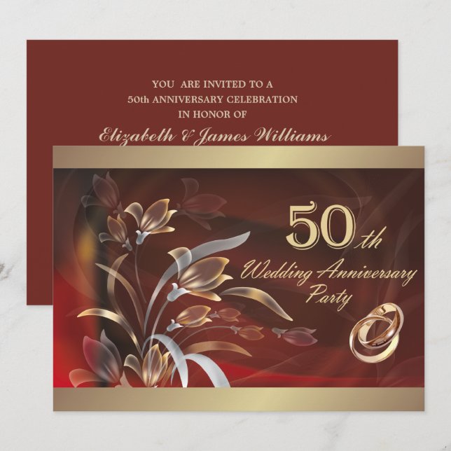 50th Wedding Anniversary Party Invitations (Front/Back)