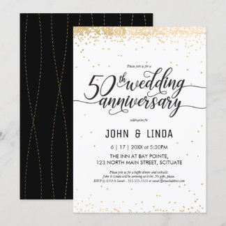50th Wedding Anniversary Party Invite - Golden