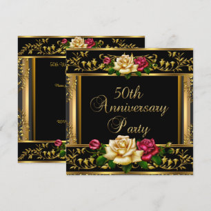 50th Wedding Anniversary Party Rose Gold Vintage Invitation