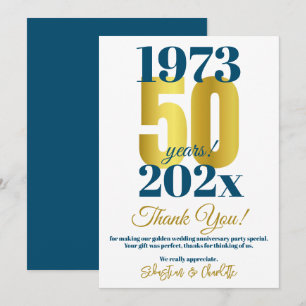 50th Wedding Anniversary Party Thank You Card