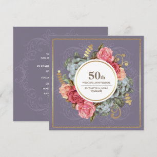 50th Wedding Anniversary Party Vintage Floral Invitation