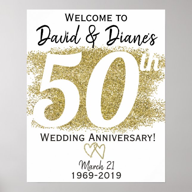 50th Wedding Anniversary Party Welcome Sign (Front)