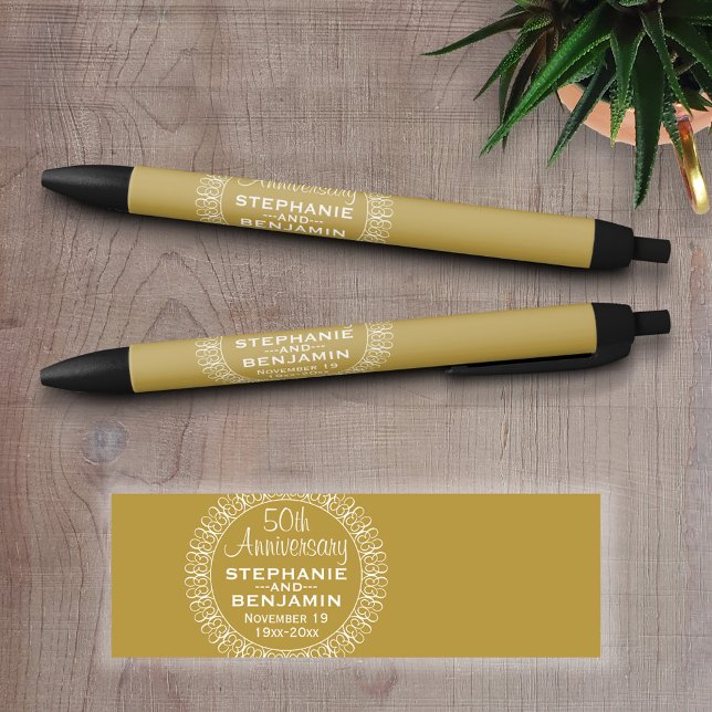 50th Wedding Anniversary Personalized Black Ink Pen (Personalized writing pens)